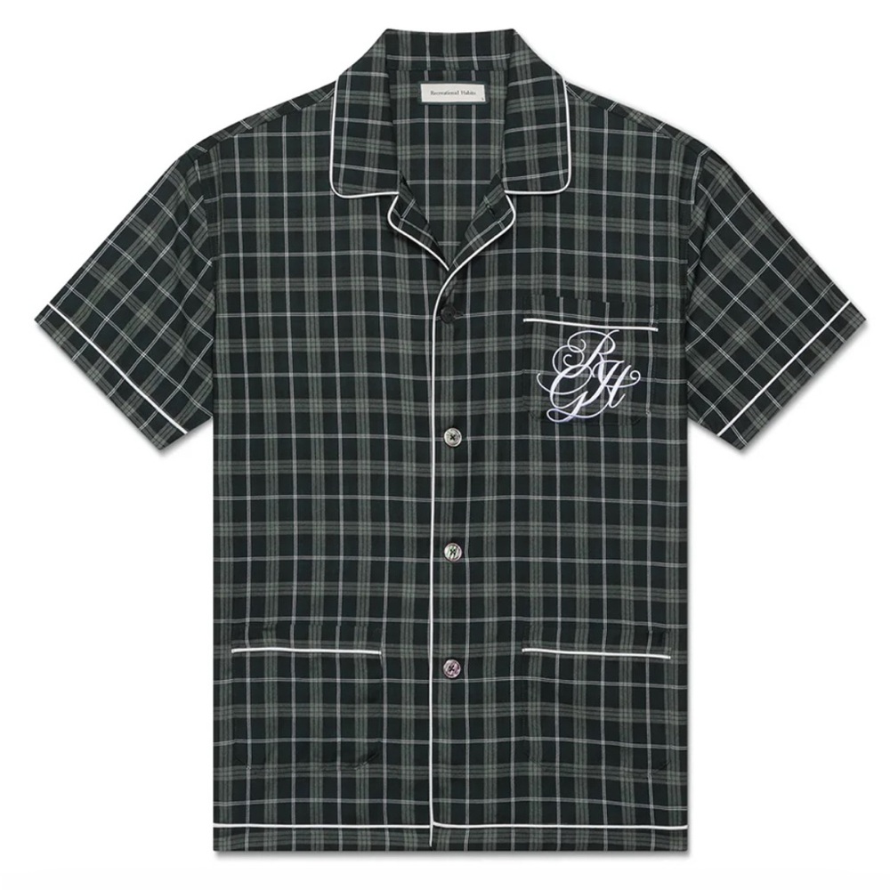 Recreational Habits Gatsby PJ Shirt in Green Tartan size L